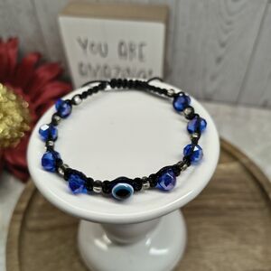 Blue Evil Eye Beaded Bracelet